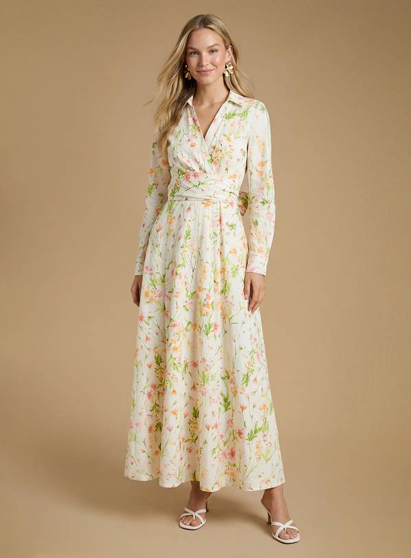 OASIS Cotton Poplin Maxi Occasion Shirt Dress 10